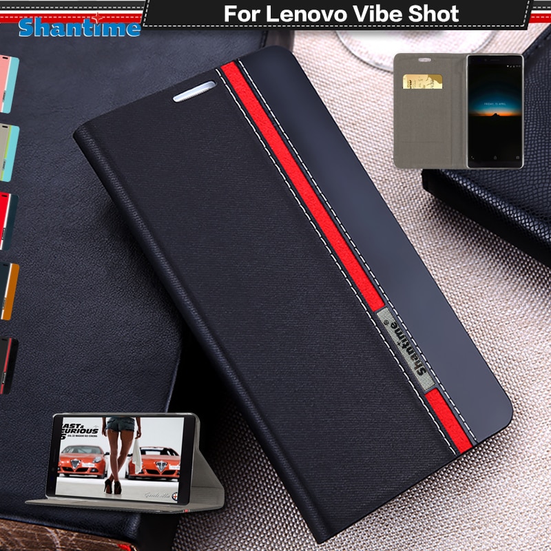 Book Case For Lenovo Vibe Shot Luxury PU Leather Wallet Flip Cover For Lenovo Z90 Silicon Soft Back Cover