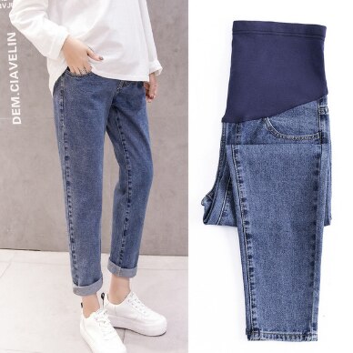 Jeans Voor Zwangere Vrouwen Lente Harembroek Voor Zwangere Vrouwen En Losse Broek Voor Zwangere Vrouwen.: Blauw / XL