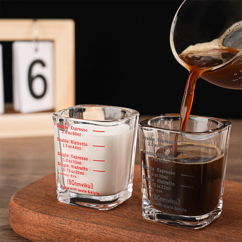 LMETJMA-vasos de chupito de 60ML, taza medidora, vaso de café expreso, vaso pesado líquido, copa de vino, taza cuadrada para Baristas, 2oz JT528