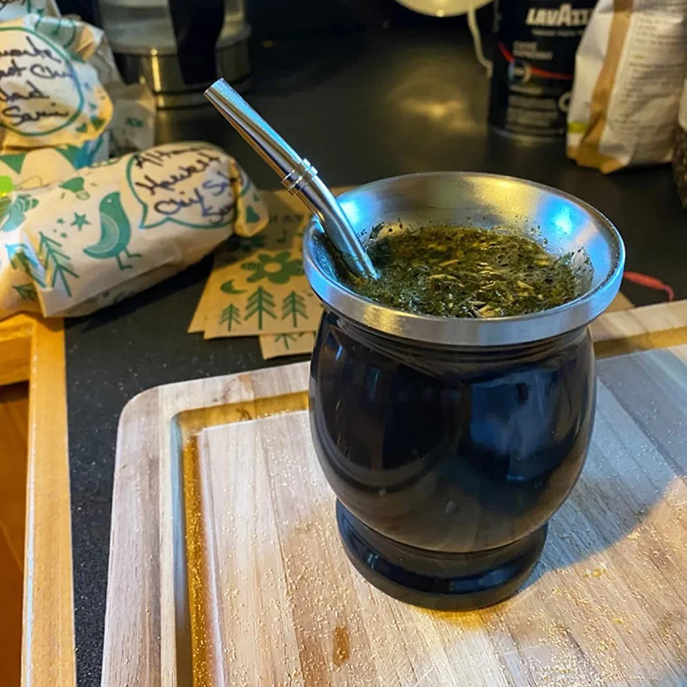 Yerba Mate Kopp Kemorii 304 Rustfritt Stål Dobbel Vegg - Inkl. Bombilla og Rensebørste