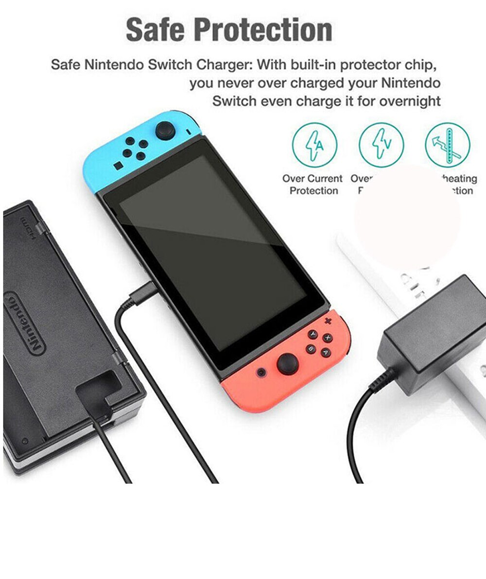 AC Adapter Charger for Nintendo Switch Power Supply 15V 2.6A Fast Charging Kit for Switch Dock /Switch Lite and Pro Controller