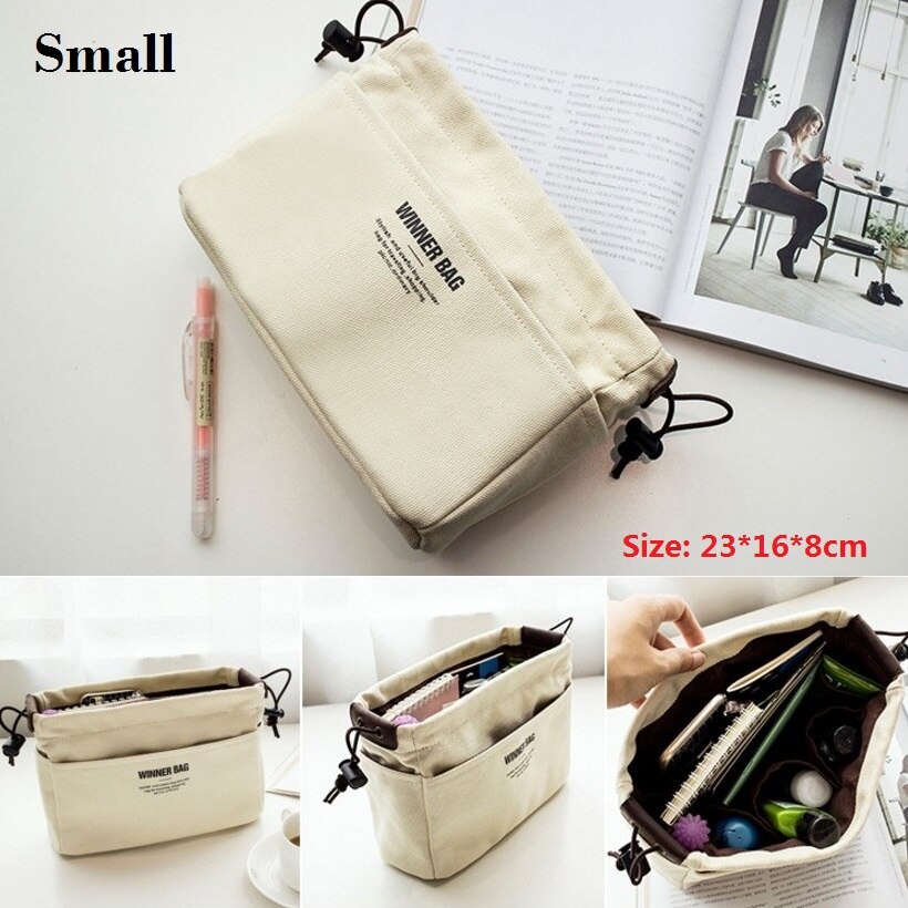 Canvas Purse Organizer Bag Organizer Insert Met Compartimenten Make Organisatoren Handtas Organizador Trousse Maquillage Femme