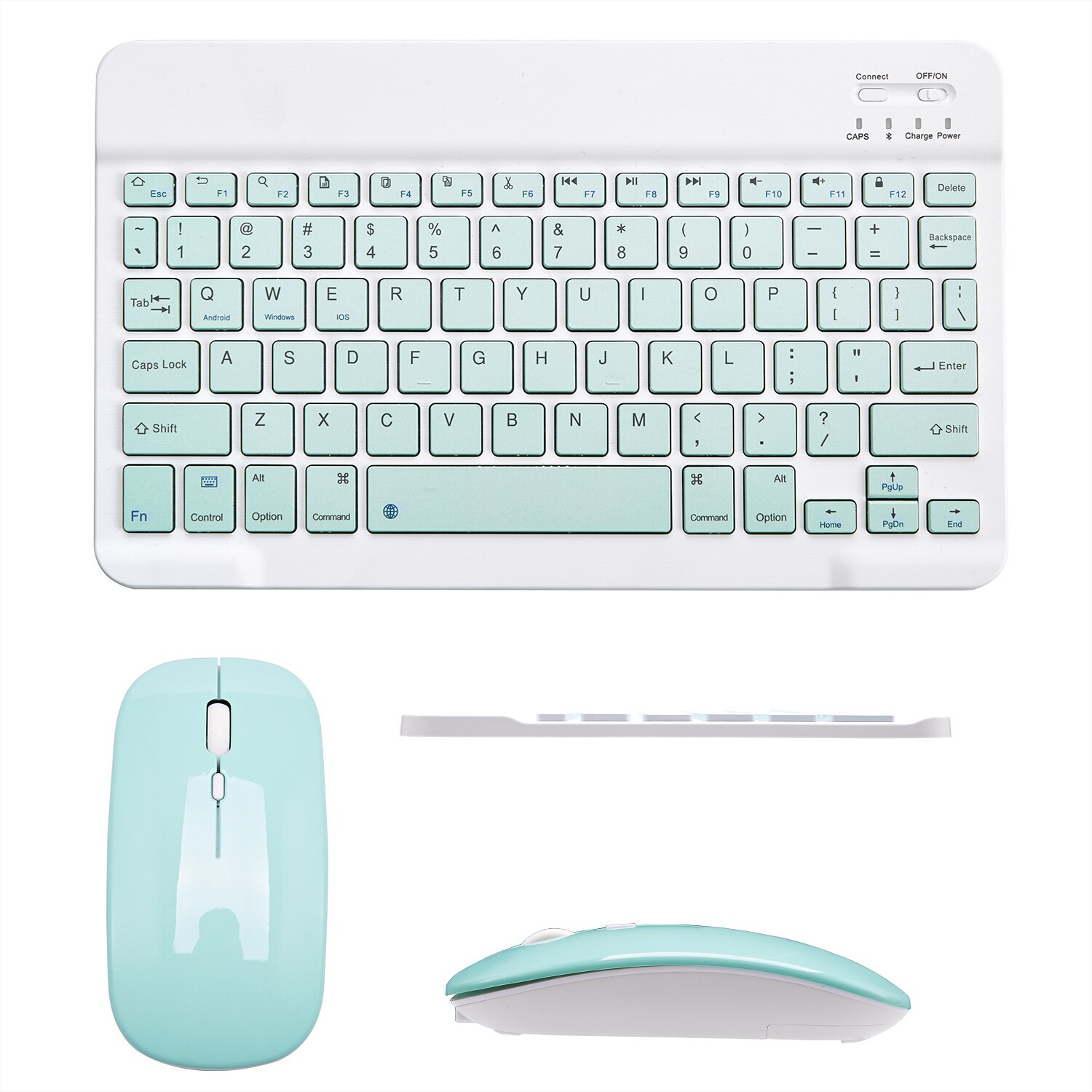 Mini Bluetooth Keyboard Wireless Keyboard Rechargeable For iPad Phone Tablet English Spanish Keyboard For Android ios Windows: 7in-Green-Set