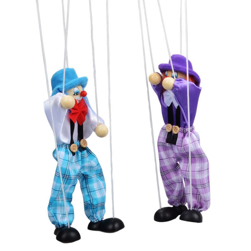 Pull String Puppet Clown Wooden Marionette Toy Joi... – Grandado
