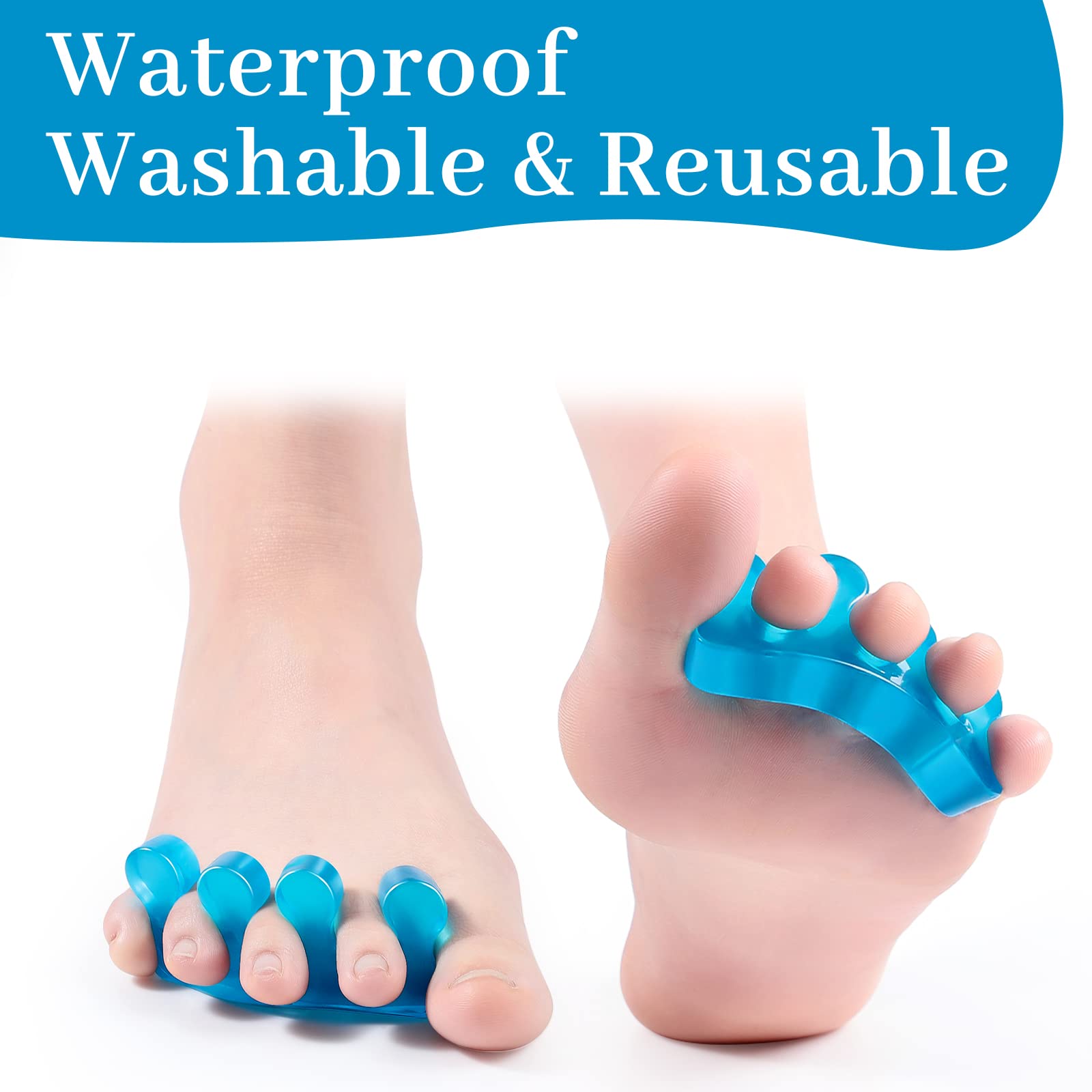 2 Pieces Toe Separator Clear Blue Toe Separator for Nail Polish Pedicure Toe Separators Repeatable Washable Toe Dividers Gel Toe