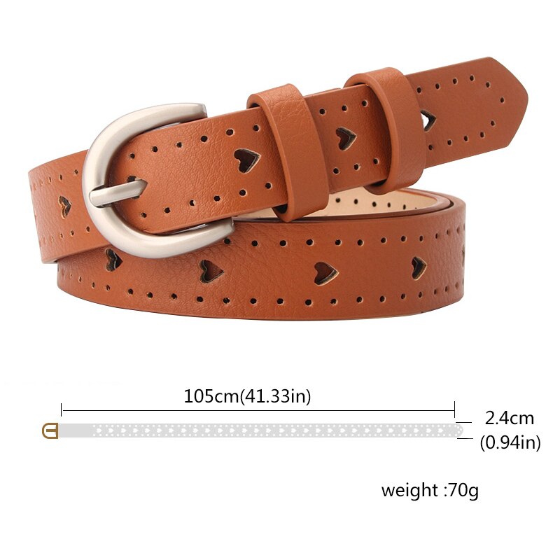 105cm metalowe ze sprzączką paski damskie czarne białe brązowe skórzane pasy damskie niewypełnione serce dziewczyny dżinsy spodnie pasy ceinture femme