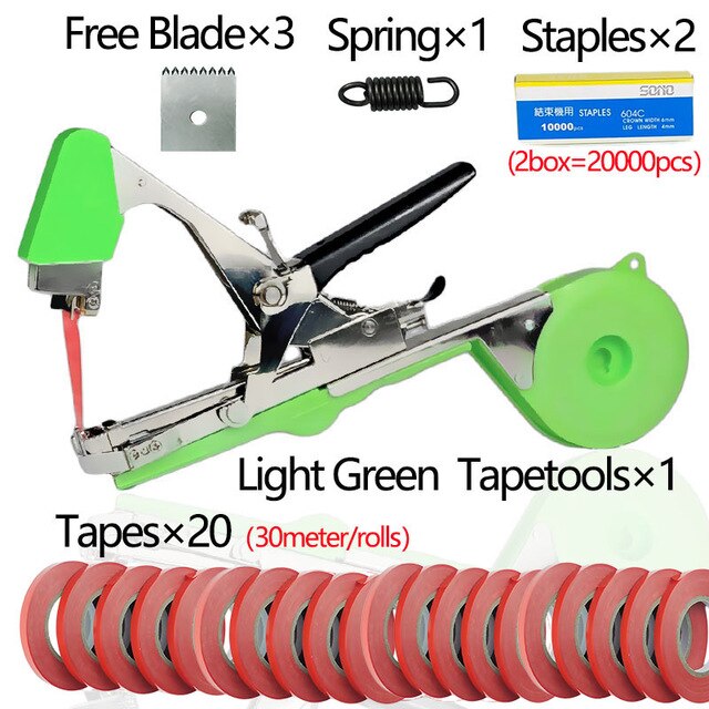 Máquina atadora manual Onnfang, conjunto de cintas de cinta para planta de jardín, Tapetool, para uvas, tomate, pepino, juego de grapas para verduras: Tapetool Kit R-G10