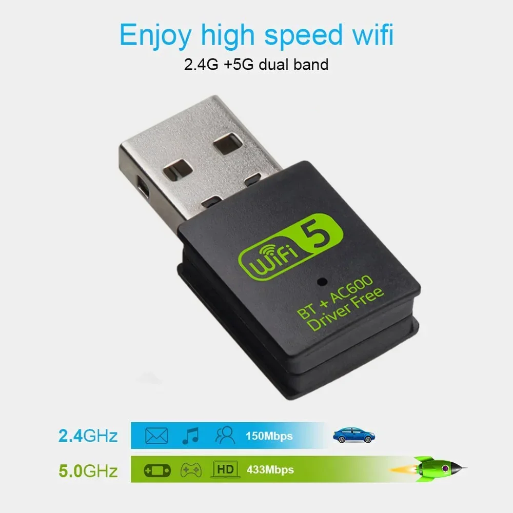 RTL8821CU Usb Wifi Bluetooth Adapter 600Mbps Free Driver Mini Wireless Network External Receiver 2.4Ghz 5Ghz