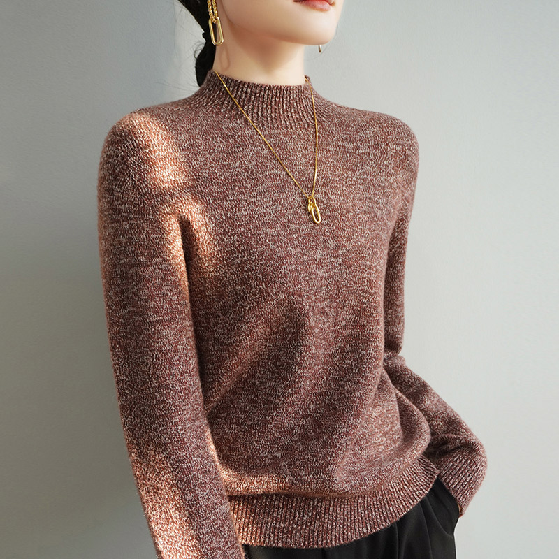 Syksy talvi naisten merinovillainen neule, puolikorkea kaulus, paksu neulepusero, lämmin kashmir-neule, hienot langat, pitkähihainen paita