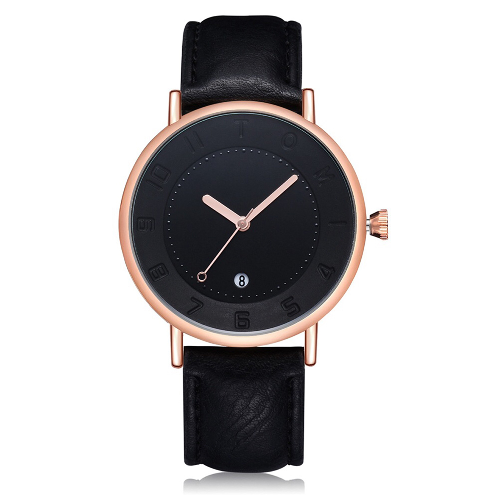 TOMI Relógio de moda minimalista masculino Relógio masculino e feminino Versátil calendário redondo mostrador grande relógio de quartzo relógio premium: Rosa