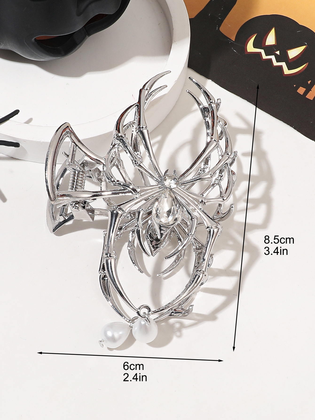 1 Uds. Pinzas en forma de garra para el pelo de araña plateadas grandes para mujer, pinzas para la mandíbula del pelo de sujeción fuerte para cabello grueso y fino, accesorios para el cabello de Halloween