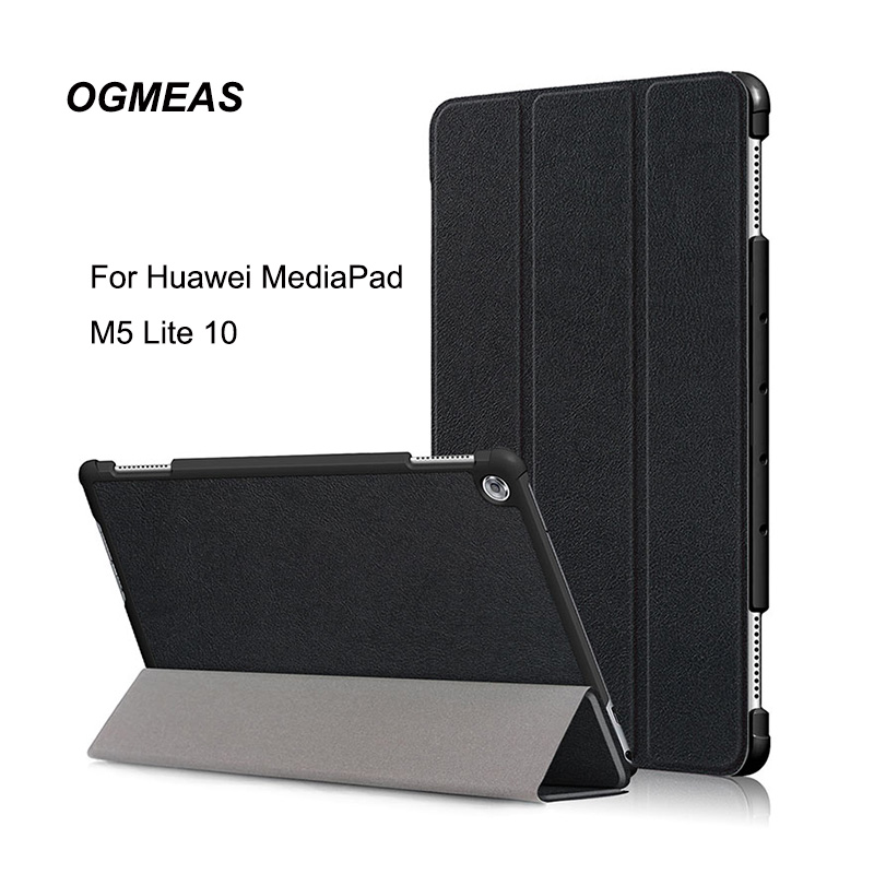 Para Huawei MediaPad M5 Lite funda 10 BAH2-W19/L09/W09 Ultra delgada Pu cuero Smart Stand cubierta para media Pad M5 Lite 10,1"