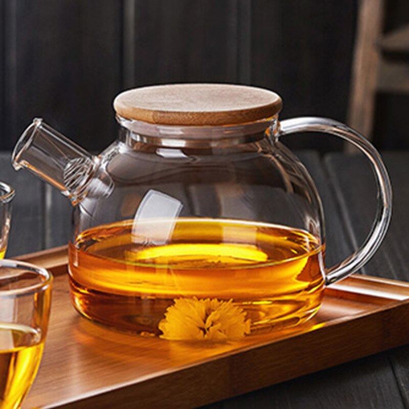 1L/1.8L Big Transparent Borosilicate Glass cup Teapot Heat-Resistant Large Clear Pot Flower Tea Set Puer Kettle Office Home Tool