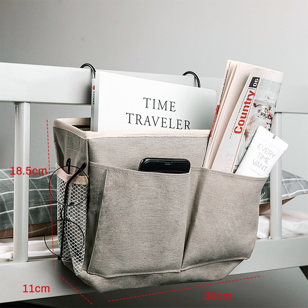 Lærred sengelinned hængende lomme opbevaringspose soveværelse magasin opbevaringspose ble caddy legetøjsholder baby tissuekasse hjem arrangør: 03
