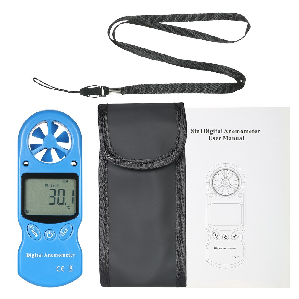 8 in 1 Digital Anemometer Wind Speed/Temperature/Humidity/Wind Chill/Heat Index/Dew Point/Barometric Pressure/Altitude Meter