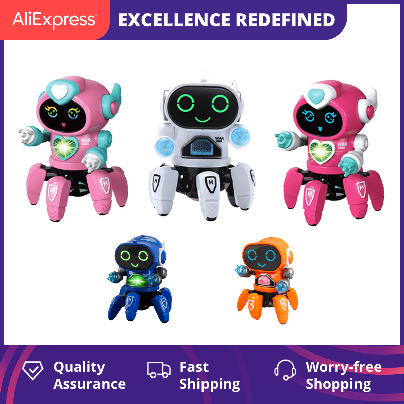 LED intelligent dance robot electronic six claw dance robot contains music robot toys as the children &#39;s birthday