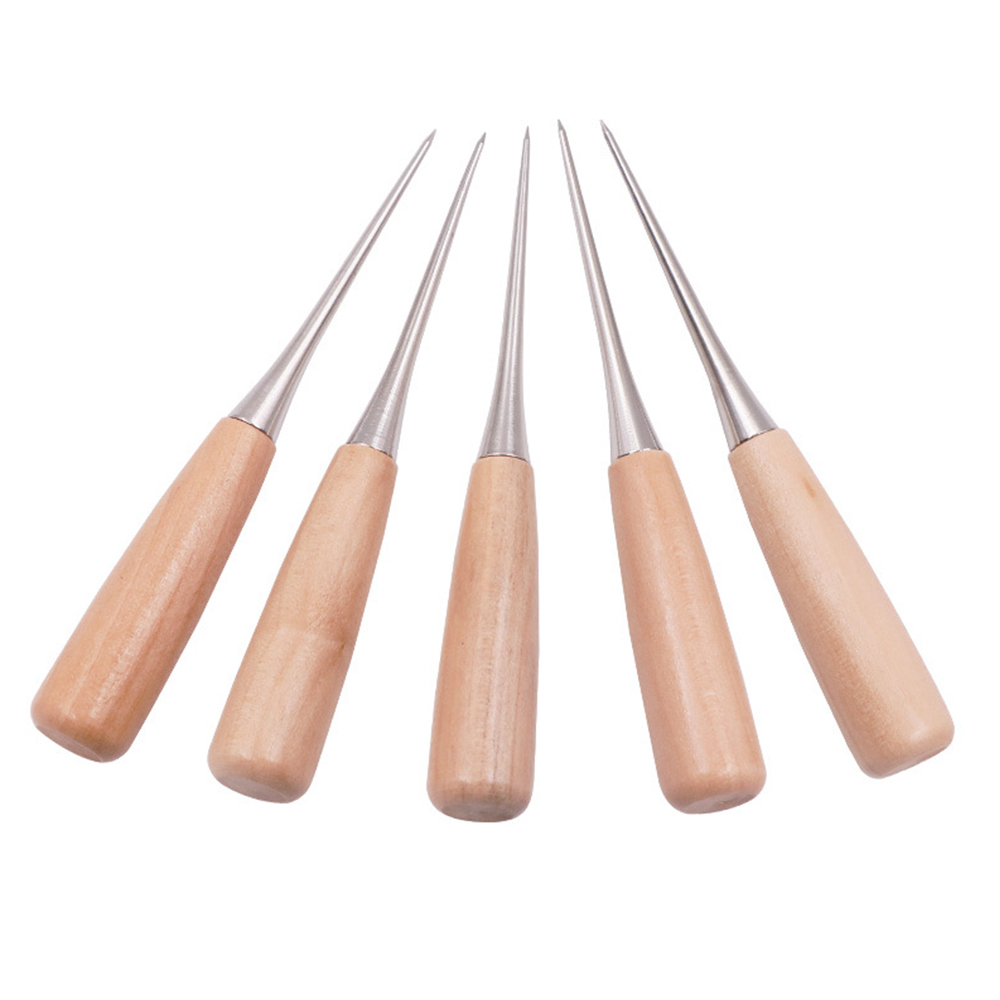 1 Pc bois Poignée Poinçon Aiguille Main Stitcher Cuir Punch Outil BRICOLAGE Réparation De Chaussures Crochet Outil Poinçon Trou En Cuir Outils Cuir accessoires