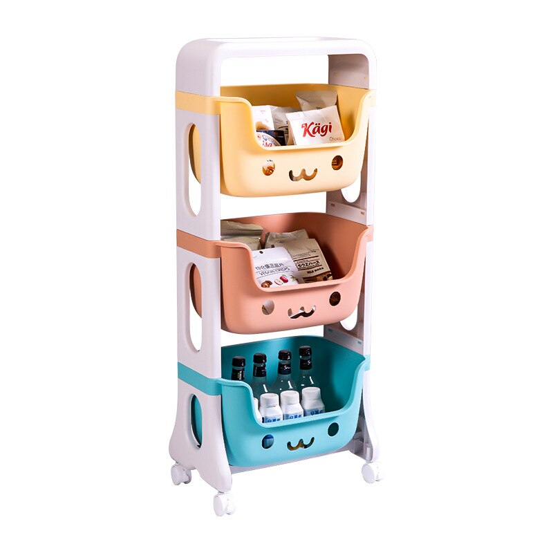 Spielzeug lagerung rack haushalt schlafzimmer trolley lagerung rack kinder der nacht finishing boden-zu-boden multi-stöckige lagerung rack: Black