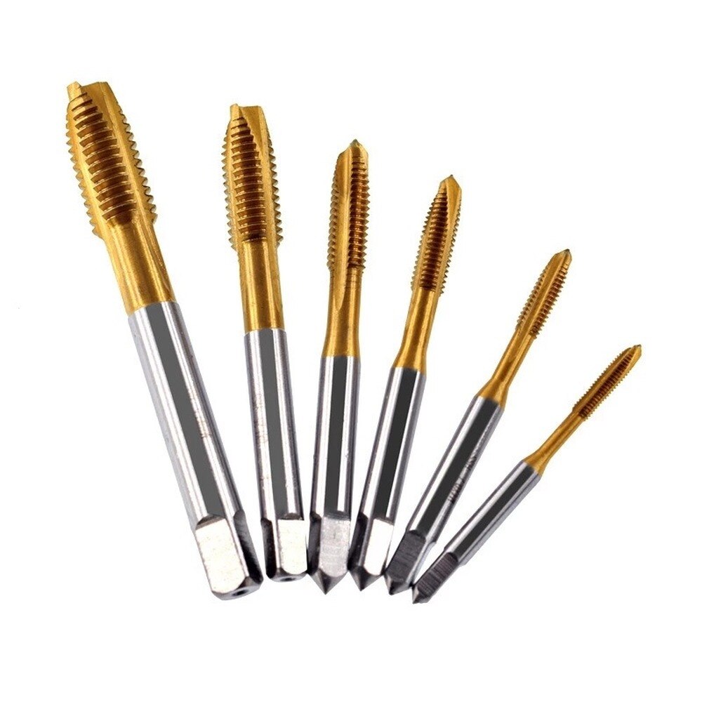 HSS Steel Screw Tap Titanium Coated Spiral Metric Thread Tap M2/M2.5/M3/M3.5/M4/M5/M6 Hand Tap woodworking tools