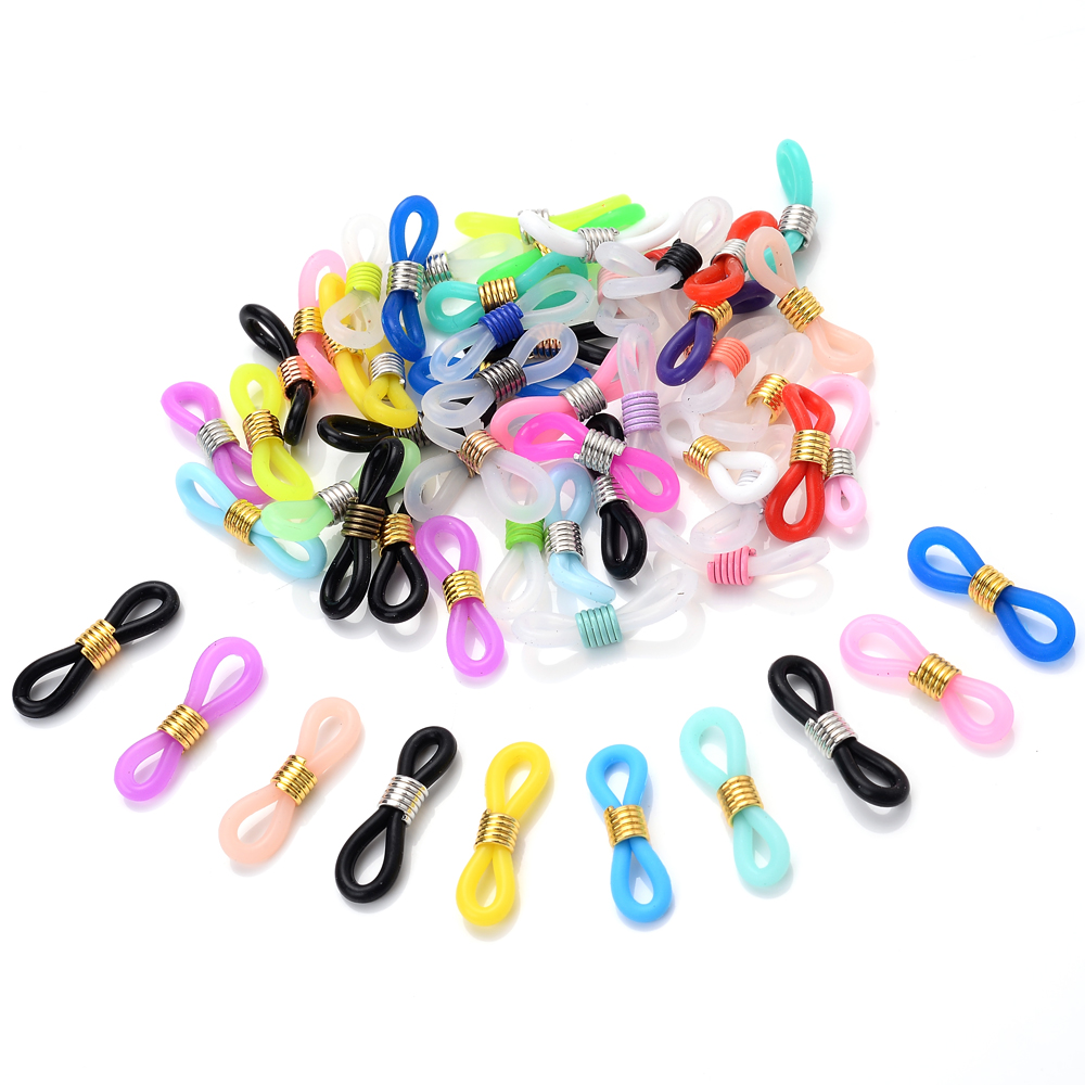 50 Uds. Conector de gancho para la oreja para gafas, cadena para gafas, extremos de retenedor, soporte para cable de cuerda, retenedor de correa, accesorios de bucle final