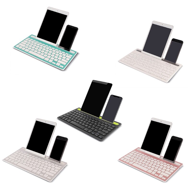 Kx4a lago azul suporte sem fio/bluetooth-compatível multi-dispositivo recarregável magro multi-dispositivo móvel teclado