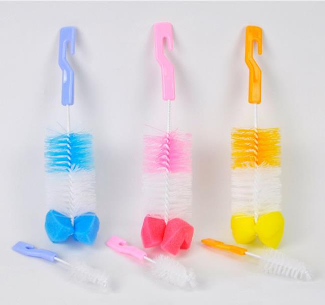 2pc The Baby Bottle Brush Wash Bottle Bottle Nipple Brush Tool Sponge Cleaning Kit Baby Products Single Loaded