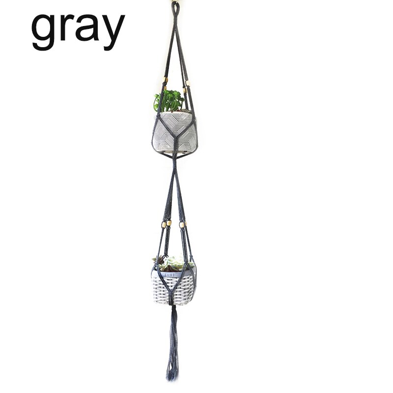 Färgglad dubbellagers växthängare krukhängare kruktråg växthållare makrame växthållare