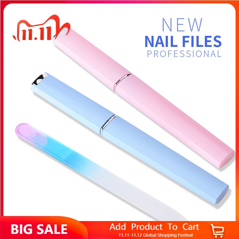 1Pcs Durable Crystal Glass Nail Files Buffer Manicure Device Decorations Tool Sanding Buffer Block Pedicure Nail Tools