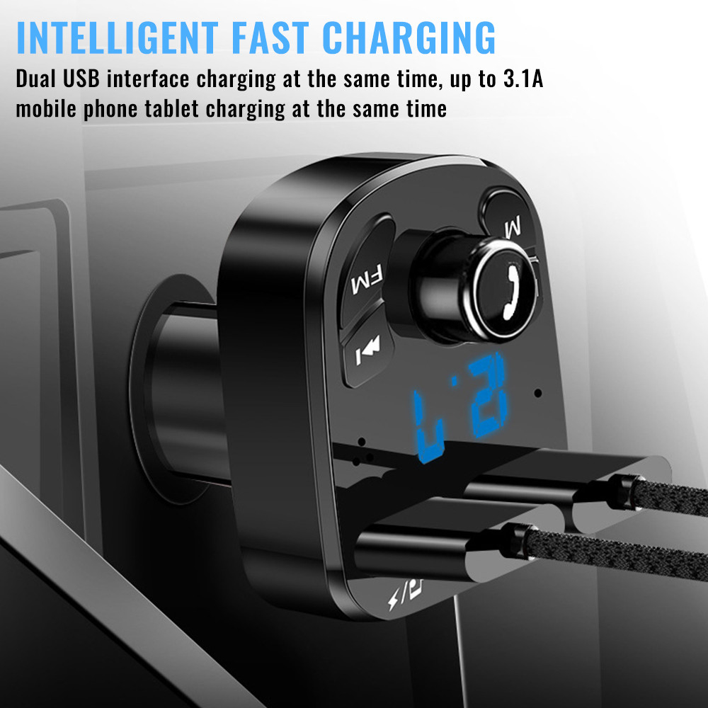 Car Kit FM Transmitter Bluetooth Audio Dual USB Car MP3 Player autoradio Handsfree Car Charger 3.1A Fast Charger Car Accessories