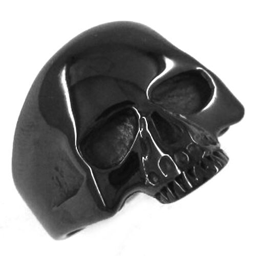 Gros crâne Biker anneau en acier inoxydable bijoux classique Punk couleur argent noir or Biker crâne anneau hommes femmes enfants SWR0036A: 7 / Black