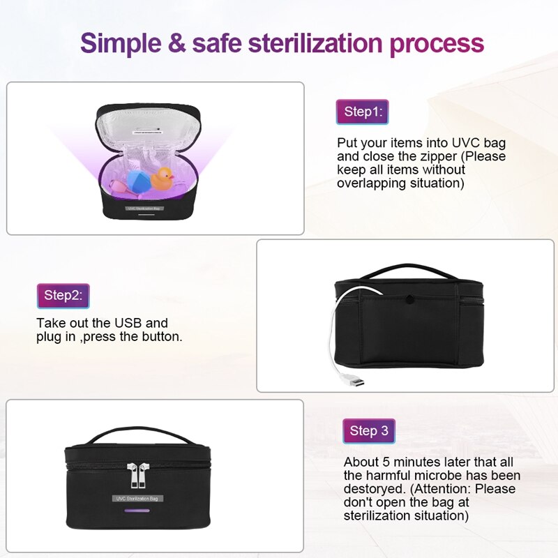 UV Light Sanitizers Disinfection Bag LED Sterilizers Disinfection UVC Box for Tooth Brush Underwear Without Ozone