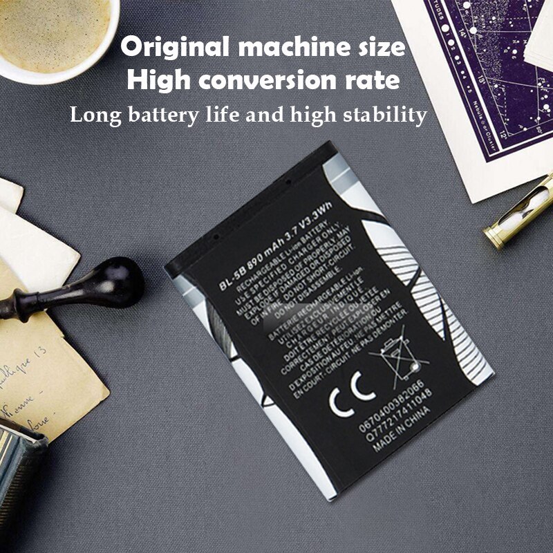 1 Uds BL-5B BL5B teléfono 3,7 V batería de litio de 890mAh Li-Po batería para Nokia N83 N80 6120, 6230, 5200, 3220, 3230, 5140 5140i 5200, 5208