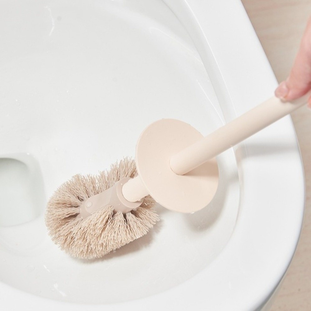Praktisk toalettbørste med langt skaft i plast, ingen døde vinkler, toalettskrubber, avtakbart børstehode, toalettrengjøringsverktøy, toalett