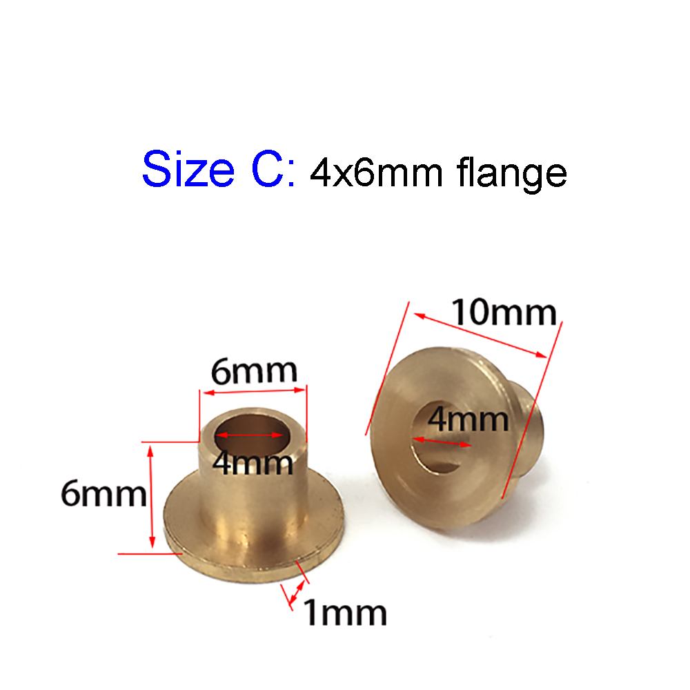 10 Uds. De cojinete de manguito de eje de casquillo de brida de eje de buje de latón para eje de 2mm, 3mm, 4mm y 5mm para barco RC, piezas de repuesto marinas DIY: Rojo