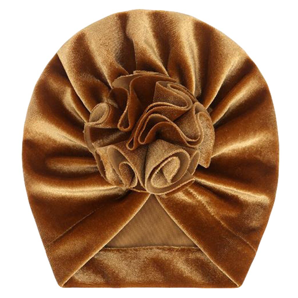 Baby Bloem Fluwelen India Hoed Moslim Ruche Kanker Chemo Hoed Beanie Meisjes Jongens Moslim Sjaal Cap Haaraccessoires