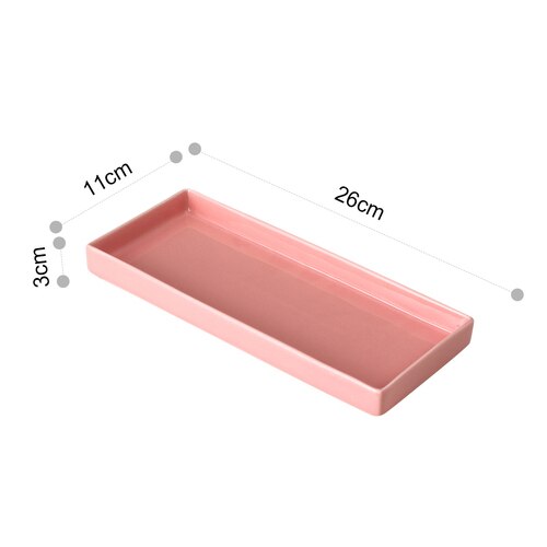 European ceramic sushi plate rectangular western food plate solid color home dessert snack food plate fish dish LB42317: Pink