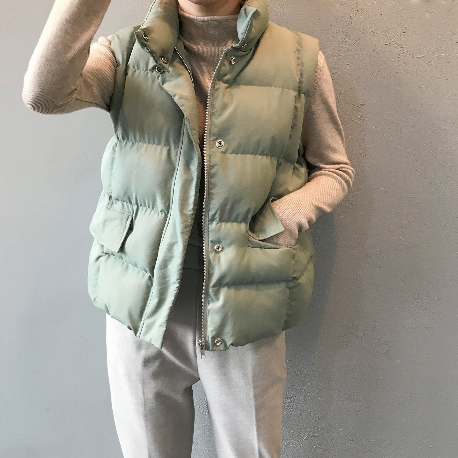 Kvinder vintervest frakkestativ krave kvinder chic bomuldsvest varme toppe vest chaleco mujer gilet casaco feminino
