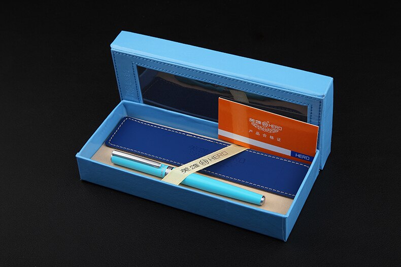 HERO 1601 fountain pen. Ink pen. Office stationery. 0.38mm 0.5mm nib. High-end pen. Boutique box packaging Free DIY build only: Blue