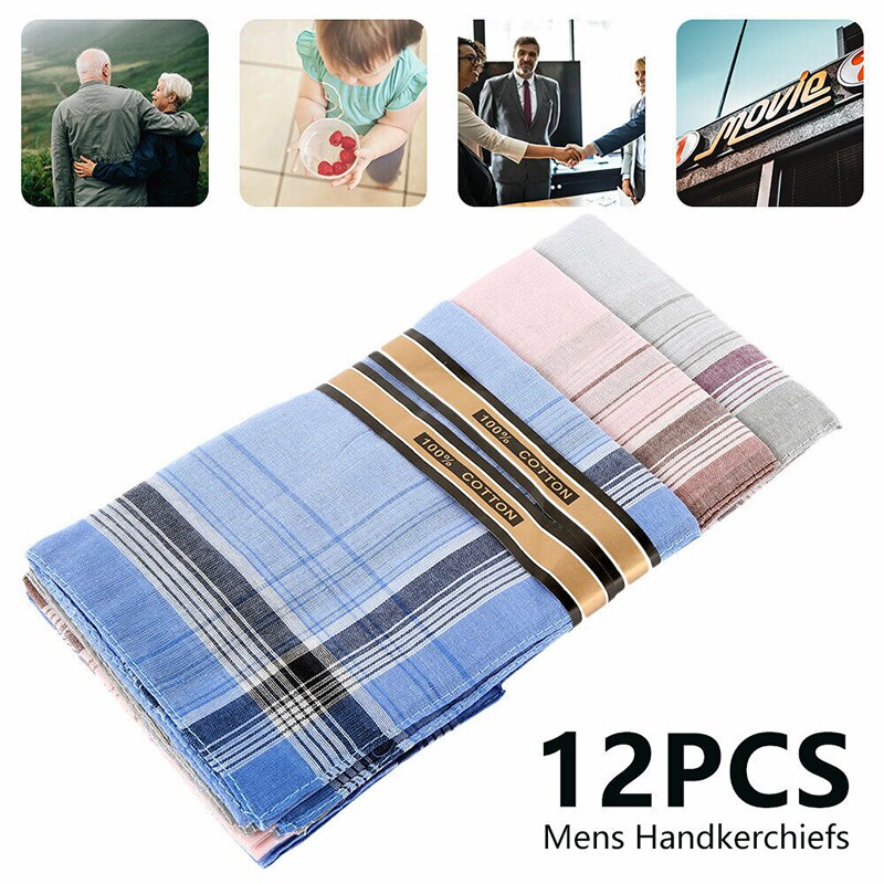 12Pcs Gentlemens Mens Suit Zakdoeken Handdoeken Puur Katoen Blend Plaid Zakdoeken Beste Cadeau Voor Je Mannelijke Vrienden