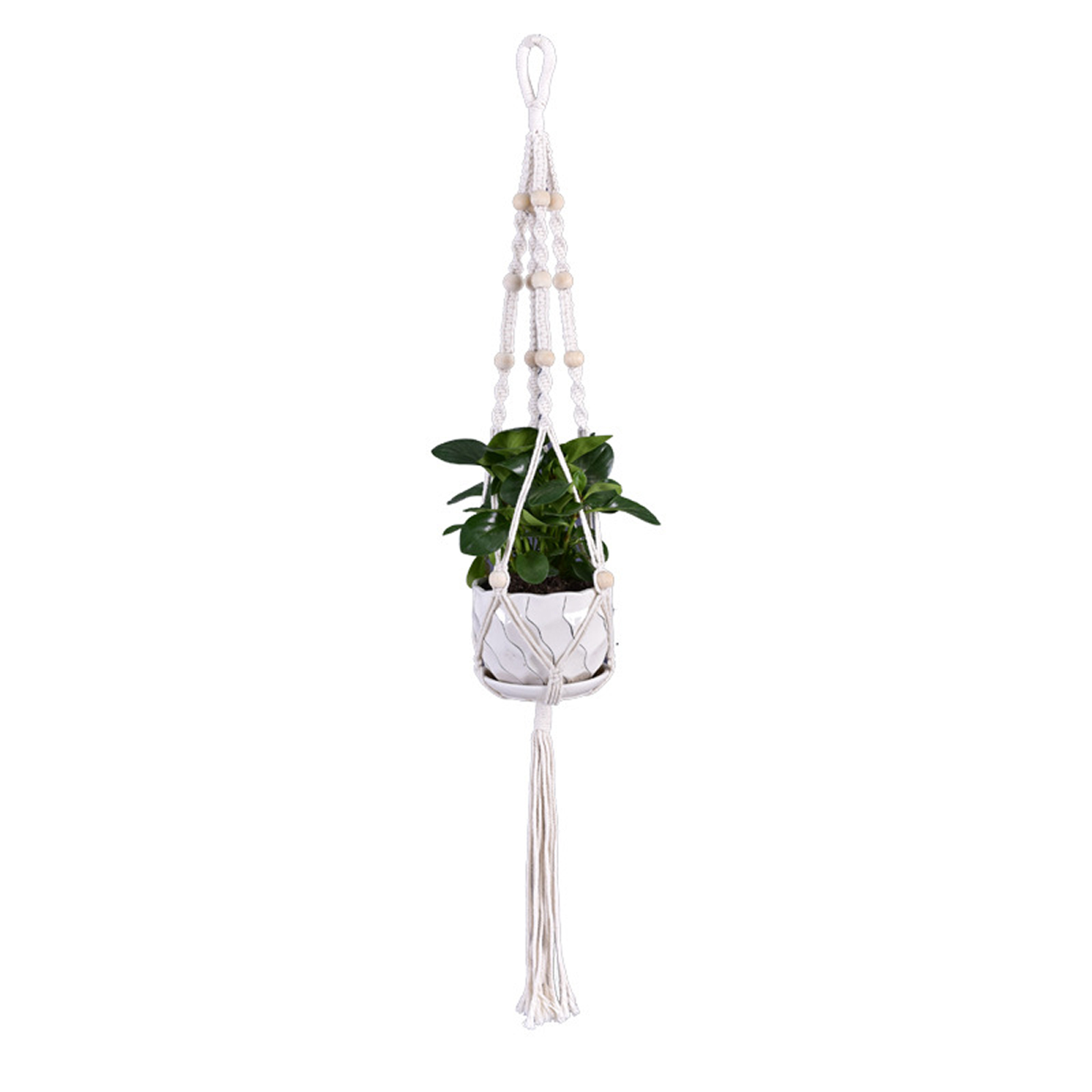 Hand-woven Macrame Cotton Rope Flower Pot Hanging Basket Net Bag Knotted Rope Flowerpot Plant Holder Home Garden Decor: E