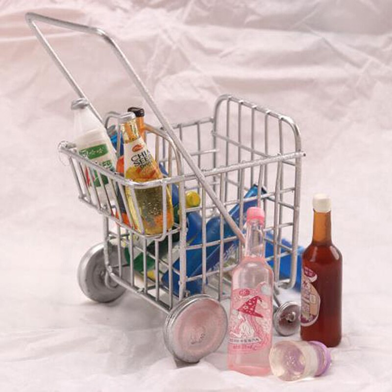 1/12 Miniature Dollhouse Supermarket Shopping Cart Trolley Pretend Play Toy