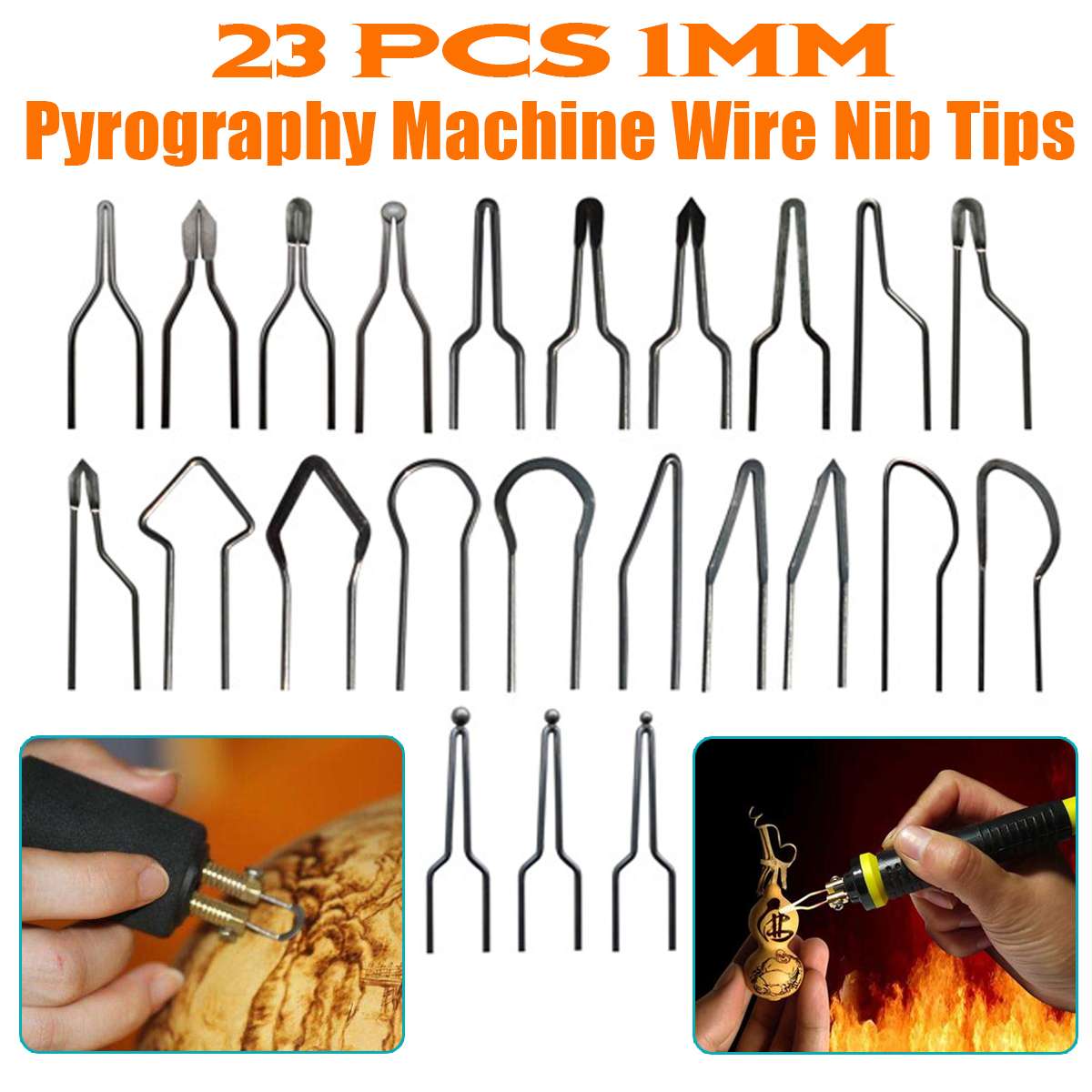 23 Pcs 1 Mm Pyrography Draad Tips Nib Legering Hoge Impedantie Voor 30-50W Hout Brandende Pyrography Machine vervangende Onderdelen