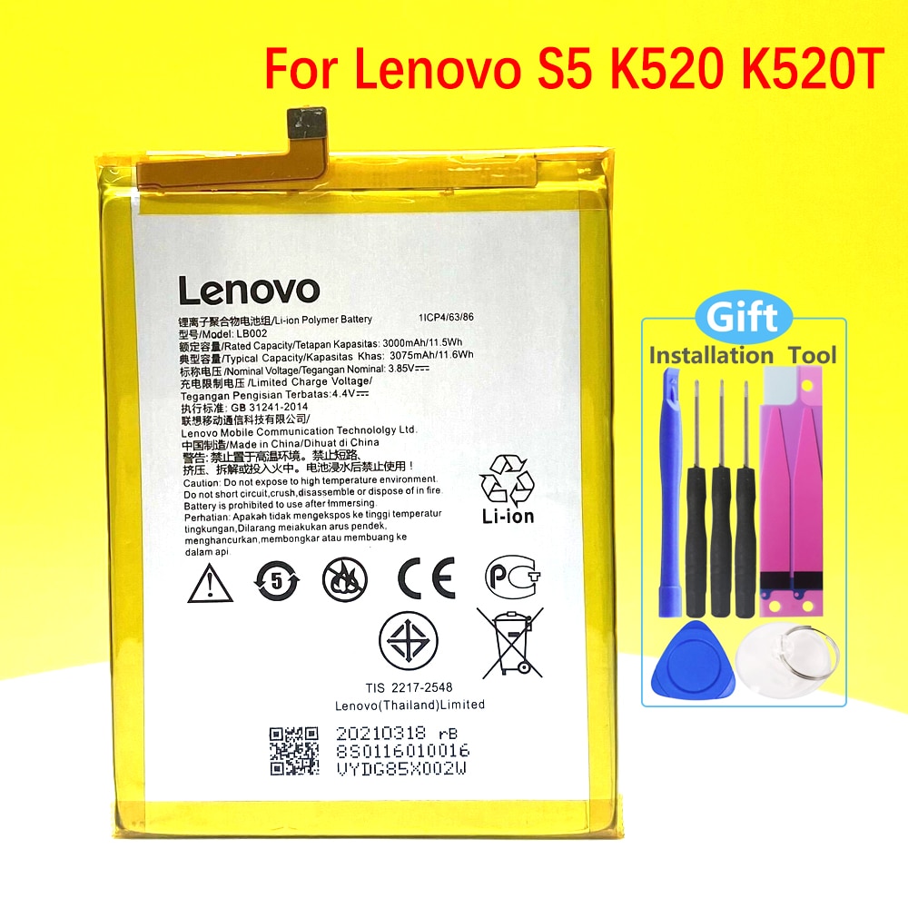 LB002 Battery For Lenovo S5 K520 K520T 3000mAh + tracking number