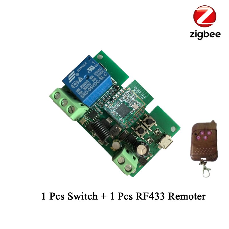 Tuya Zigbee Switch Module With RF433 Zigbee Inching Switch 5-32V DIY Switch Work with Alexa Smartthing Zigbee APP Remote Control: With RF Remoter
