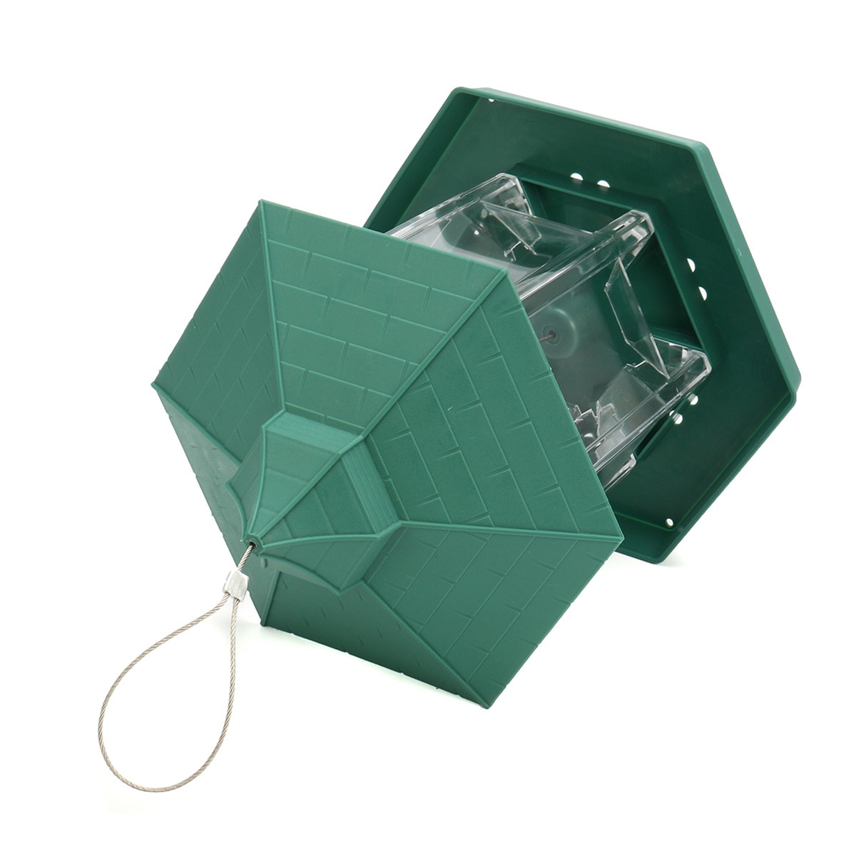 23 x 20cm grønne pavilloner fuglefoderbeholder i plast hængende fuglefoderbeholder udendørs vandtæt fuglefoder kæledyrsudstyr haveindretning