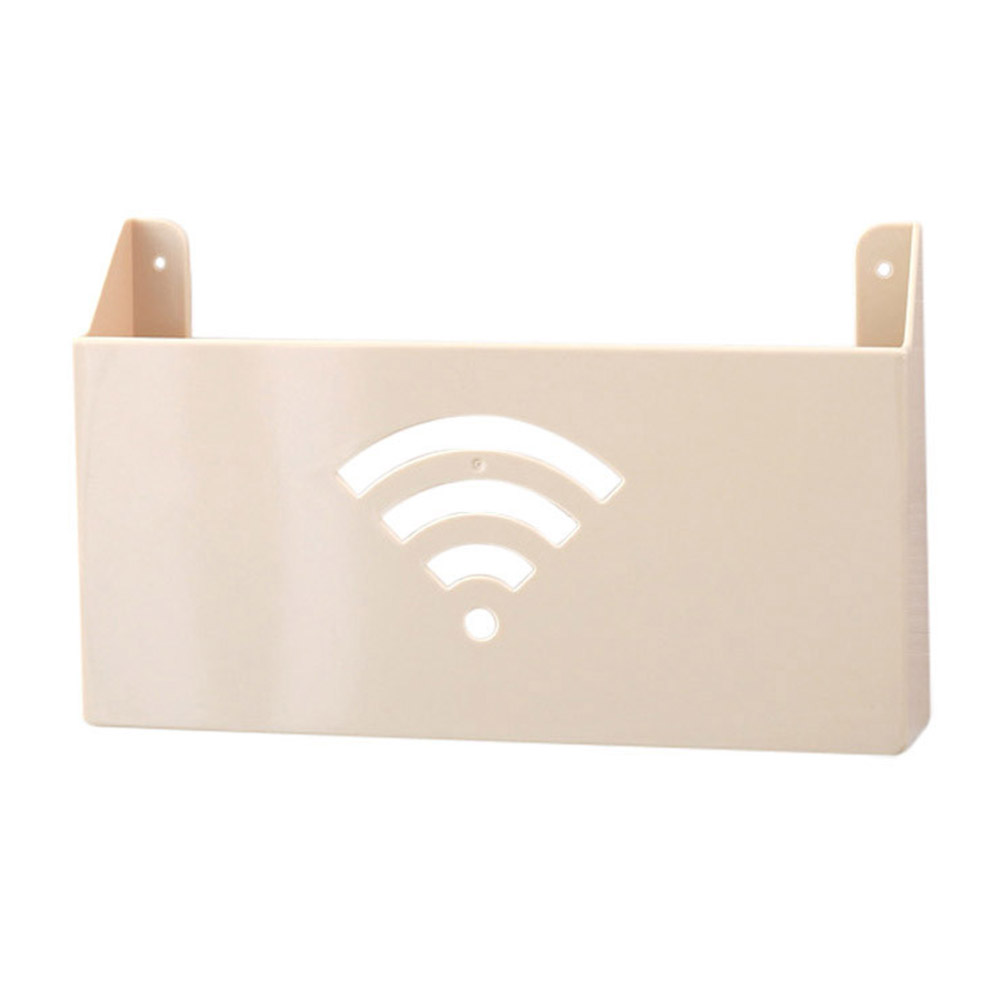 Practical Home Small Size Wall-Mounted WiFi Router Storage Boxes Shelf Plastic Box Wifi Box Storage Box Organizer: Beige