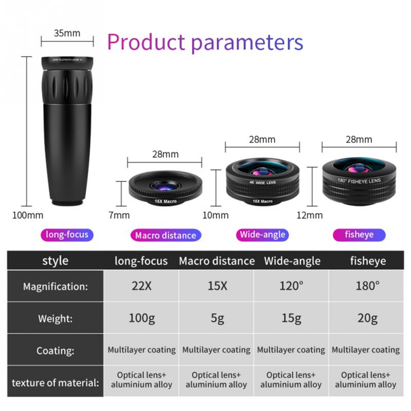 Groothoek Smartphone Telescoop Vogels Kijken Macro Fisheye Telelens Set Landschap Detail Schieten Gratis Rotatie Hoek