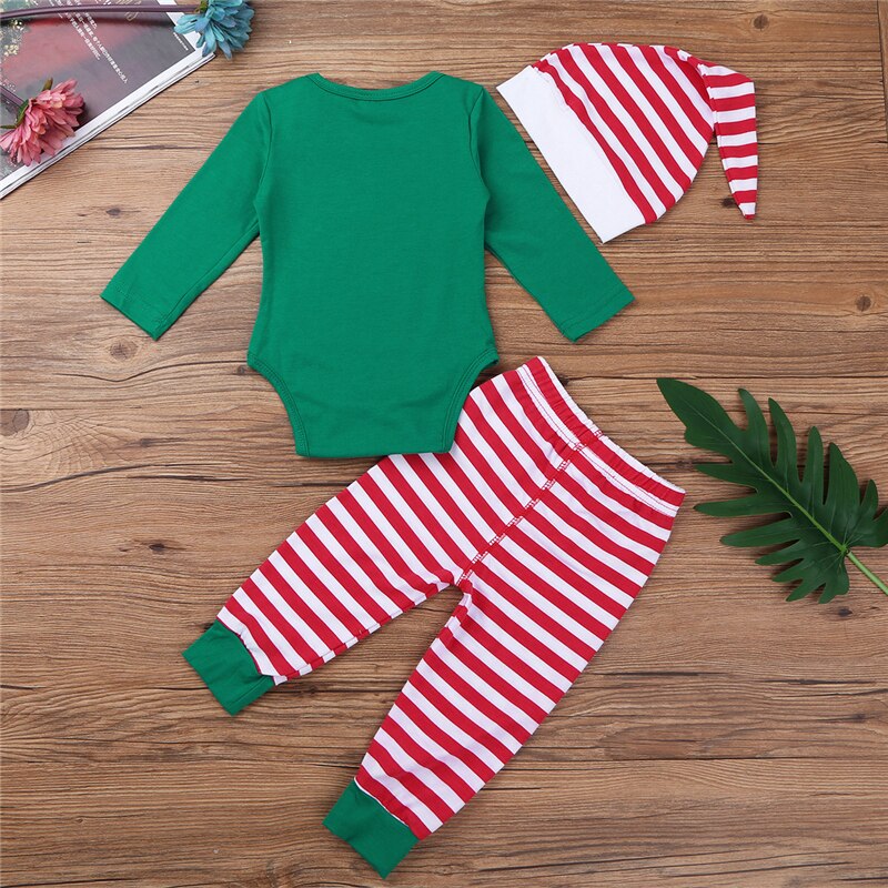 Baby Boy Girl Autumn Christmas xmas Clothes Set Toddler Baby Boys Girls Romper Pant Hat Outfits Clothes