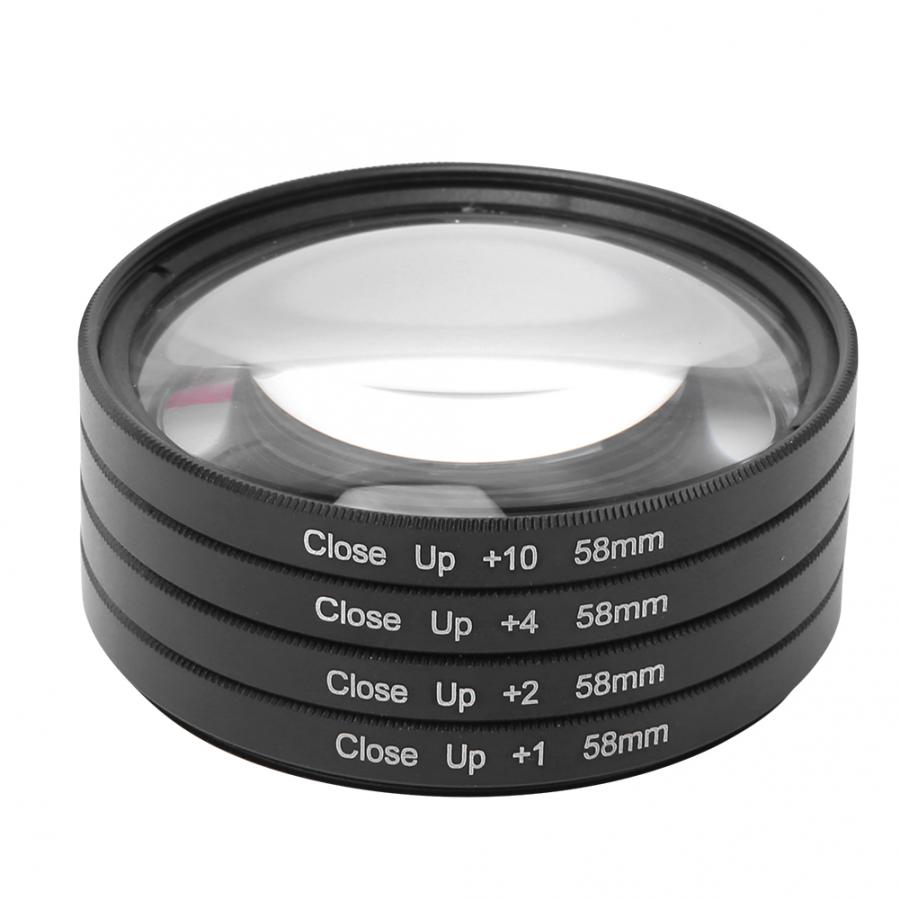 4 Stks/set Macro Close Up Lens Filter + 1 + 2 + 4 + 10 Optische Glas Camera Filter 58mm Voor Canon/Nikon/Sony Dslr Camera 'S