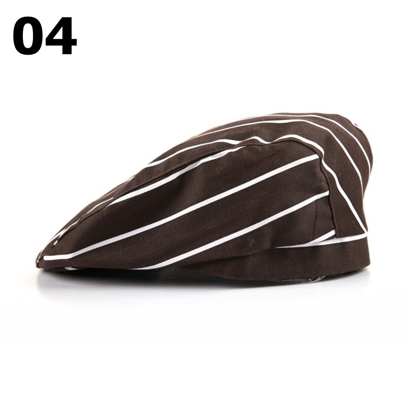 12 farver stribet kokkehat hoteluniform madlavningshatte catering restauranthat arbejdstøj hat afslappet bløde kasketter 56-58cm: 04